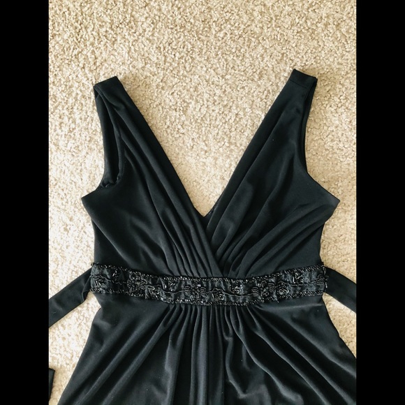 Windsor Beaded Waist Party Cocktails Dress 1/2 Black Tie Embellished Stretchy - Picture 4 of 15